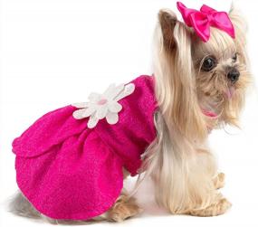 img 4 attached to 🐶 CuteBone Dog Dress with Harness D-Ring for Small Dogs, Wedding Cat Clothes, Girl Puppy Outfit in Pink, Shirt Flower Costume with Bow Hair Rope DW02M: Summer Fashion Must-Have