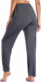 img 3 attached to 🩳 Envlon Women's Yoga Pants with Wide Leg, Drawstring Waist, and Pockets - Loose, Stretchy, Comfy, Soft Workout Jogger Pants suitable for Lounging and Exercising