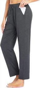 img 4 attached to 🩳 Envlon Women's Yoga Pants with Wide Leg, Drawstring Waist, and Pockets - Loose, Stretchy, Comfy, Soft Workout Jogger Pants suitable for Lounging and Exercising