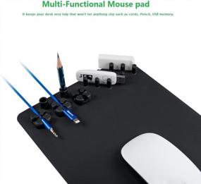 img 1 attached to Premium-Textured Mouse Pad With Non-Slip Rubber Base, Cord Manager Part/Phone & Pencil Holder/Ruler Measuring - 10.7¡Á7.9 Inches For Laptop, Computer & PC