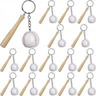 16-pack mini wooden baseball bat keychains with keyring - perfect for baseball sports party favors, school rewards, and gift bag fillers logo
