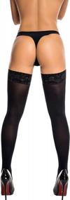 img 2 attached to HONENNA Semi Sheer Thigh High Stockings With Lace Top - Stay Up Lingerie In Size A-D