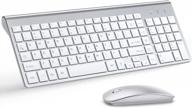 беспроводная клавиатура и мышь ultra slim combo, topmate 2.4g silent compact usb 2400dpi мышь и клавиатура с ножничным переключателем с крышкой, 2 батареи aa и 2 aaa, для пк / ноутбуков / windows / mac-серебристо-белый логотип