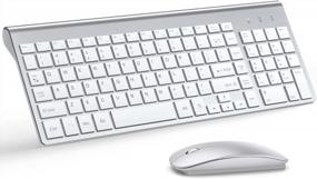 img 4 attached to Wireless Keyboard And Mouse Ultra Slim Combo, TopMate 2.4G Silent Compact USB 2400DPI Mouse And Scissor Switch Keyboard Set With Cover, 2 AA And 2 AAA Batteries, For PC/Laptop/Windows/Mac-Silver White