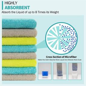 img 2 attached to 🧽 HOMERHYME 8-Pack Microfiber Cleaning Cloth - 12 x 16 Inches, All-Purpose Lint-Free Towels for Streak-Free Cleaning of Cars, Kitchens, and Homes