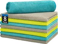 🧽 homerhyme 8-pack microfiber cleaning cloth - 12 x 16 inches, all-purpose lint-free towels for streak-free cleaning of cars, kitchens, and homes логотип