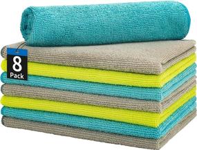 img 4 attached to 🧽 HOMERHYME 8-Pack Microfiber Cleaning Cloth - 12 x 16 Inches, All-Purpose Lint-Free Towels for Streak-Free Cleaning of Cars, Kitchens, and Homes