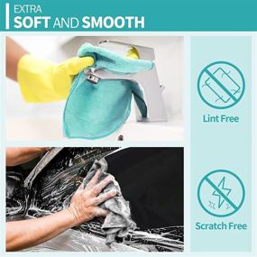 img 3 attached to 🧽 HOMERHYME 8-Pack Microfiber Cleaning Cloth - 12 x 16 Inches, All-Purpose Lint-Free Towels for Streak-Free Cleaning of Cars, Kitchens, and Homes