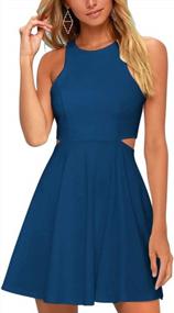 img 4 attached to Women'S Sweet And Cute Sleeveless Racerback Flared Swing A-Line Waist Hollow Out Summer Short Dress