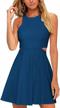women's sweet and cute sleeveless racerback flared swing a-line waist hollow out summer short dress logo