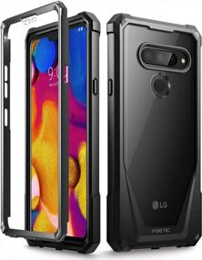 img 4 attached to Poetic Guardian LG V40 Case With Scratch Resistant Back And Built-In-Screen Protector - Rugged Clear Hybrid Bumper Case For LG V40 ThinQ (2018) In Black