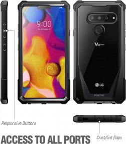 img 3 attached to Чехол Poetic Guardian LG V40 с устойчивой к царапинам задней панелью и встроенной защитой экрана — прочный прозрачный гибридный чехол-бампер для LG V40 ThinQ (2018) черного цвета