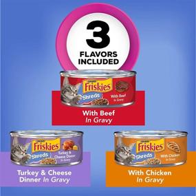 img 2 attached to Purina Friskies Gravy Wet Cat Food Variety Pack, Shredded Beef, Chicken, and Turkey with Cheese Dinner - (24) 5.5 oz. Cans