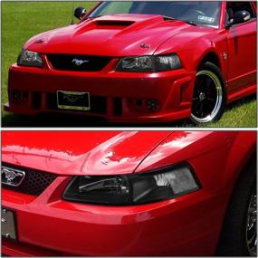 img 1 attached to 🚘 Black Housing Headlights Replacement for 1999-2004 Mustang - DNA Motoring HL-OH-FM99-BK-CL1