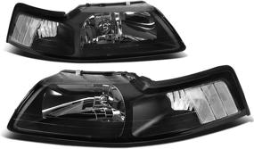 img 4 attached to 🚘 Black Housing Headlights Replacement for 1999-2004 Mustang - DNA Motoring HL-OH-FM99-BK-CL1