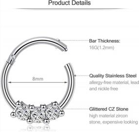 img 2 attached to Stainless Steel 16G Septum Horseshoe Rings For Women And Men - Ideal For Cartilage, Helix, Tragus, Conch, Lip, Nose & Smiley Piercings - Stylish Nose Rings And Earrings For All Occasions!