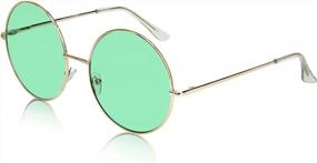 img 4 attached to Большие круглые очки в стиле ретро с красочными линзами в стиле хиппи от SunnyPro