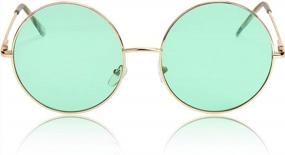 img 3 attached to Большие круглые очки в стиле ретро с красочными линзами в стиле хиппи от SunnyPro