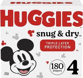 img 4 attached to 👶 Convenient One Month Supply: Huggies Snug & Dry Size 4 Baby Diapers (180 Ct)