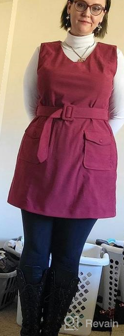 img 1 attached to Stylish And Convenient: KANCY KOLE Women'S Sleeveless Corduroy Overall Dress With Pockets And Belt review by Carmen Thomas