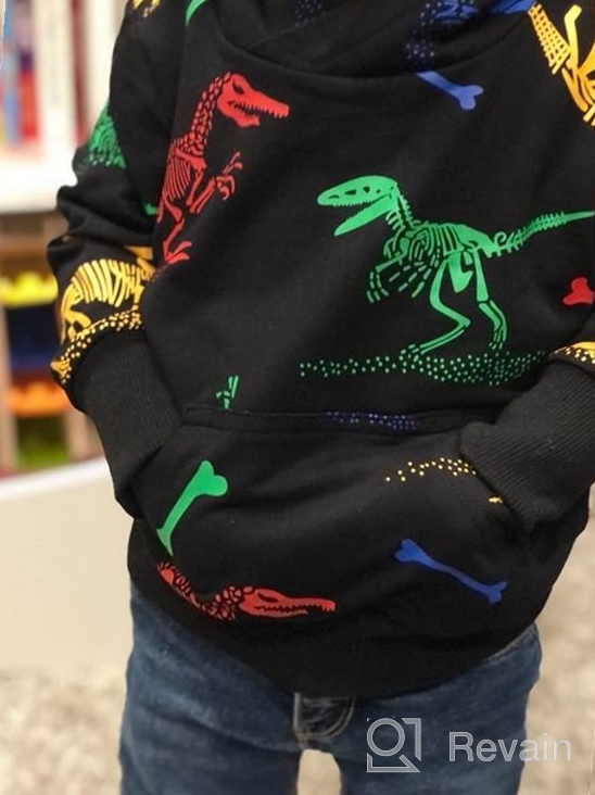 img 1 attached to Parent's Pick: HZXVic Dinosaur Sweatshirt Pullover 🦖 Black 6T - Trendy Boys' Fashion Hoodie & Sweatshirt review by Chase Steele