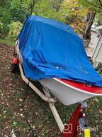 img 1 attached to Heavy Duty Waterproof Trailerable Boat Cover For V-Hull, Fishing, Tri-Hull, Bass Boats - Full Size 210D 14-16T Pro-Style Cover In Blue By HOME KRAFT review by Eric Hartman