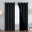 100% blackout curtains for bedroom - yakamok 84 inch length. thermal insulated grommet drapes with black liner for living room. total blackout, 2 panels, 52wx84l in black color. logo