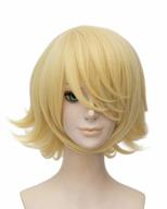 blonde anime cosplay wig for women and girls: short curly synthetic hairpiece for halloween and costume parties logo