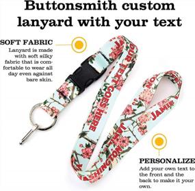 img 3 attached to Personalized Lanyard With Hiroshige Cherry Blossoms Design - Customizable Text - Buckle And Flat Ring Attachments - Made In The USA