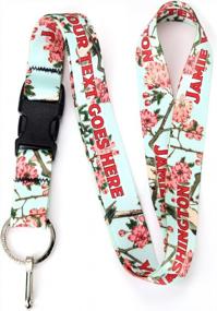 img 4 attached to Personalized Lanyard With Hiroshige Cherry Blossoms Design - Customizable Text - Buckle And Flat Ring Attachments - Made In The USA
