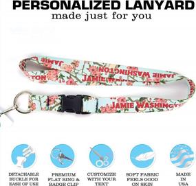 img 1 attached to Personalized Lanyard With Hiroshige Cherry Blossoms Design - Customizable Text - Buckle And Flat Ring Attachments - Made In The USA