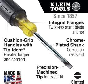 img 1 attached to Klein Tools 601-3: 3/16-Inch Flat Head Screwdriver with Cushion Grip Handle and 3-Inch Round Shank – Ideal for Cabinets