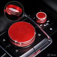 🏎️ anfokas 2pcs mazda 3 cx-30 car accessories 2019-2022 - volume button knob cover trims cap gear shift gears panel interior sticker sport style (red) logo