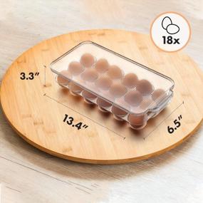 img 3 attached to Штабелируемый пластиковый держатель для яиц для холодильника - вмещает 18 яиц, набор из 2 | JINAMART Fridge Fresh Organizer Лоток с крышкой и ручками