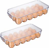 штабелируемый пластиковый держатель для яиц для холодильника - вмещает 18 яиц, набор из 2 | jinamart fridge fresh organizer лоток с крышкой и ручками логотип