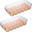 stackable plastic egg holder for refrigerator - stores 18 eggs, set of 2 | jinamart fridge fresh organizer tray with lid & handles logo