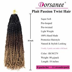 img 2 attached to 8-Packs Of 18-Inch Pre-Twisted Passion Twist Crochet Hair Extensions In 1B/30/27 - Dorsanee Passion Twists For Black Women, Pre-Looped Synthetic Braiding Hair For Stylish Looks