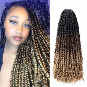 img 4 attached to 8-Packs Of 18-Inch Pre-Twisted Passion Twist Crochet Hair Extensions In 1B/30/27 - Dorsanee Passion Twists For Black Women, Pre-Looped Synthetic Braiding Hair For Stylish Looks