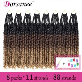img 3 attached to 8-Packs Of 18-Inch Pre-Twisted Passion Twist Crochet Hair Extensions In 1B/30/27 - Dorsanee Passion Twists For Black Women, Pre-Looped Synthetic Braiding Hair For Stylish Looks