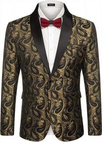 img 4 attached to COOFANDY Mens Floral Tuxedo Jacket Paisley Shawl Lapel Suit Blazer Jacket For Dinner,Prom,Wedding