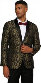 img 2 attached to COOFANDY Mens Floral Tuxedo Jacket Paisley Shawl Lapel Suit Blazer Jacket For Dinner,Prom,Wedding