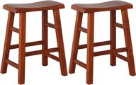 ehemco heavy-duty solid wood saddle seat kitchen counter height barstools, 24 inches, dark oak, set of 2 logo