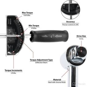 img 1 attached to 🔧 Performance Tool Beam Style Torque Wrench - 1/2 in Drive, 0-150 ft/lb