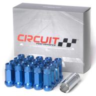 🔧 circuit performance 12x1.5 blue extended open end hex lug nut set + tool: forged steel for aftermarket wheels - 20 pieces logo