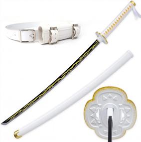 img 4 attached to RENGENG Katana Samurai Sword For Anime Demon Slayer Cosplay, Handmade With High Carbon Steel And Hand-Wound Wax Rope