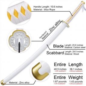 img 3 attached to RENGENG Katana Samurai Sword For Anime Demon Slayer Cosplay, Handmade With High Carbon Steel And Hand-Wound Wax Rope