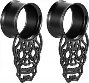 img 3 attached to Pair Of Stainless Steel Skull Ear Gauges For Ear Tunnels And Plugs – Ear Stretcher Expander Tunnels Gauges In Sizes 0G-1'' (8Mm-25Mm)