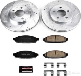 img 1 attached to Enhanced Performance Brake Kit: Power Stop K1364 Front Z23 Carbon Fiber Brake Pads with Drilled & Slotted Brake Rotors