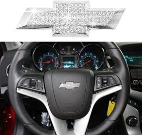 img 4 attached to 🎀 White Bling Bowtie Emblem for Chevy Steering Wheel - Decorative Decal Sticker for Equinox, Malibu, Cruze, Volt, Blazer, Silverado, Suburban, Tahoe, Bolt, Trax, Spark, Sonic, Impala