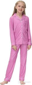 img 4 attached to 👕 Veseacky Unisex Kids Pajamas Set, Long Sleeve Button-Down Sleepwear, 2-Piece PJ Set for 5-14 Years